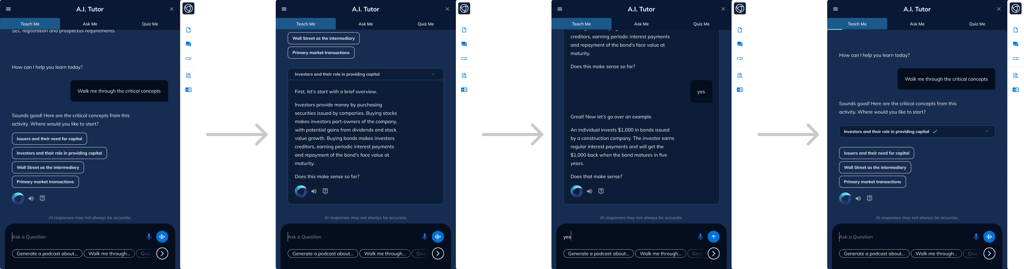 Teach Me critical concept sub-chat flow