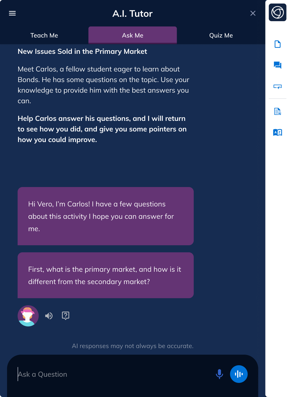 Start of an Ask Me conversation