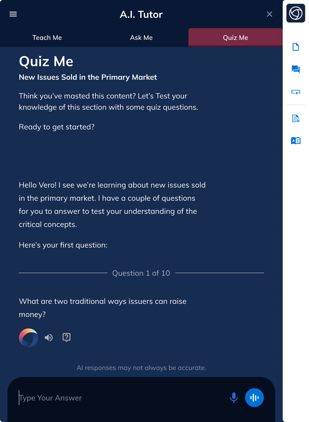 Quiz Me question with a short answer response