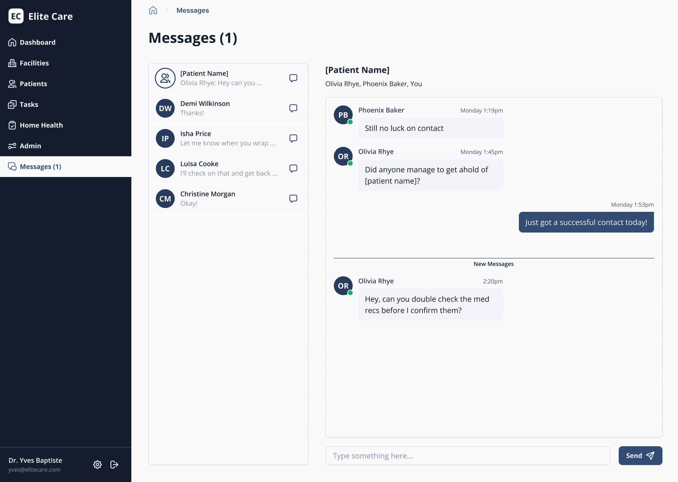 Message dashboard for group and individual messaging