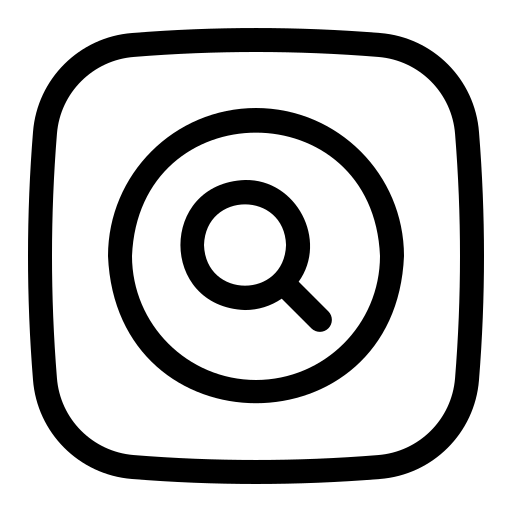 magnifier inside circle and square icon
