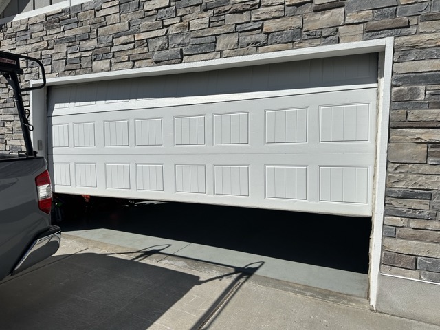 A garage door half open