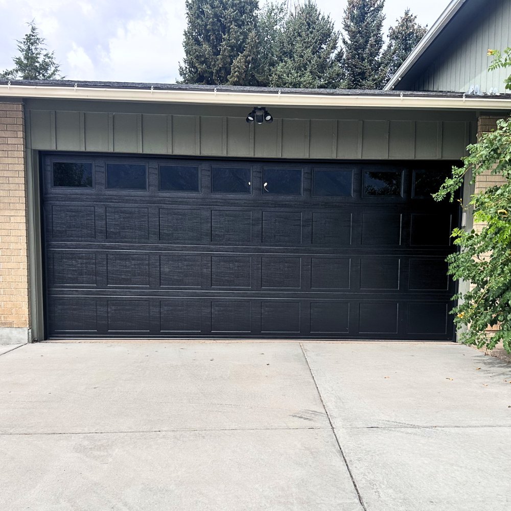 Dark steel garage door installation Morgan Utah