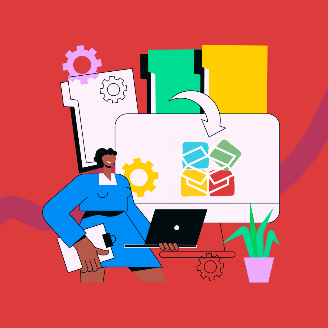 image of busy office with team collaborating (for a fintech company)