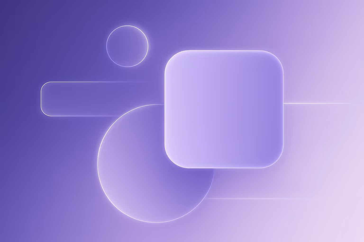 Abstract geometric artwork in deep purple and lavender tones representing H-1B digital vetting, featuring interconnected rounded shapes, a softly glowing circular form, and layered rectangles arranged in a clean, minimal composition. The smooth gradient ba