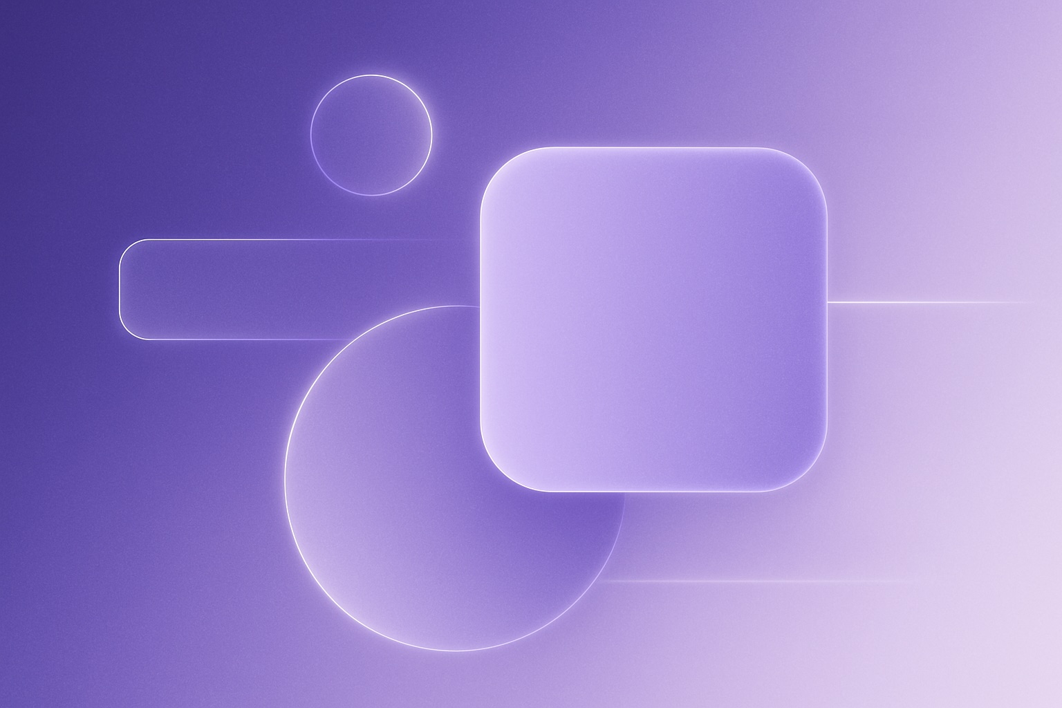 Abstract geometric artwork in deep purple and lavender tones representing H-1B digital vetting, featuring interconnected rounded shapes, a softly glowing circular form, and layered rectangles arranged in a clean, minimal composition. The smooth gradient ba