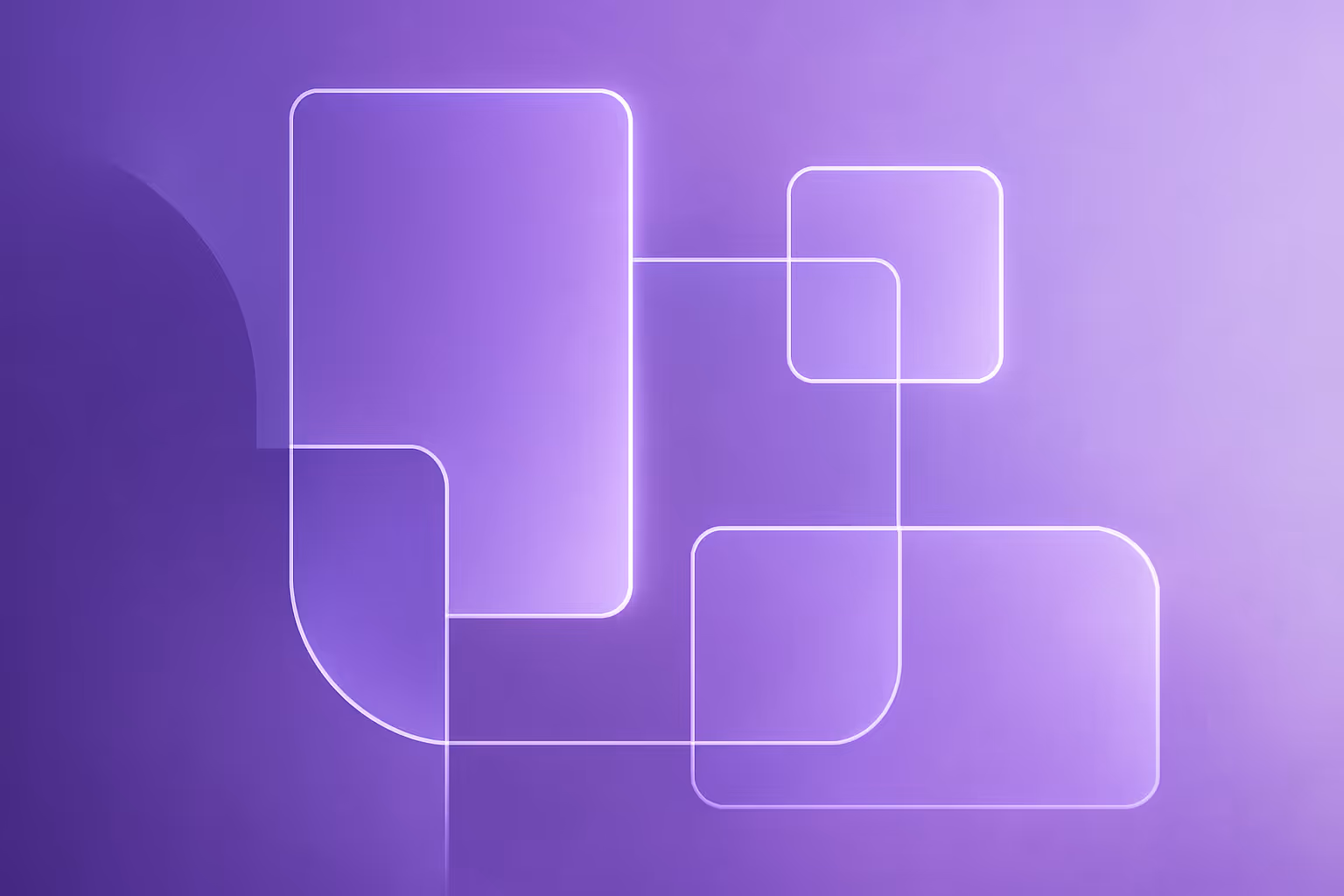 Modern abstract digital artwork with interconnected geometric shapes in a deep purple to light lavender gradient, representing the L-1 Intracompany Transfer Visa and leadership mobility for HR teams.