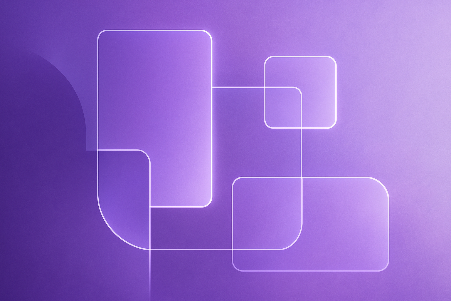 Modern abstract digital artwork with interconnected geometric shapes in a deep purple to light lavender gradient, representing the L-1 Intracompany Transfer Visa and leadership mobility for HR teams.