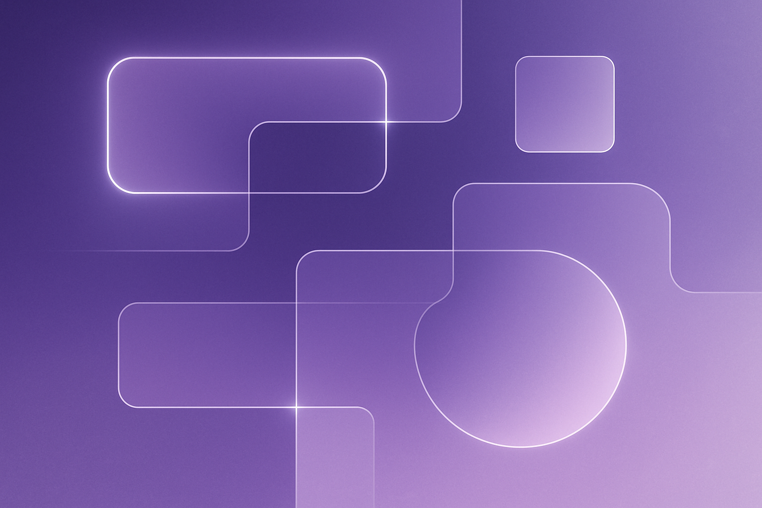 Abstract geometric digital illustration with interconnected shapes on a purple-to-lavender gradient background, representing Labour Market Impact Assessment Canada and structured HR decision-making for compliant hiring.