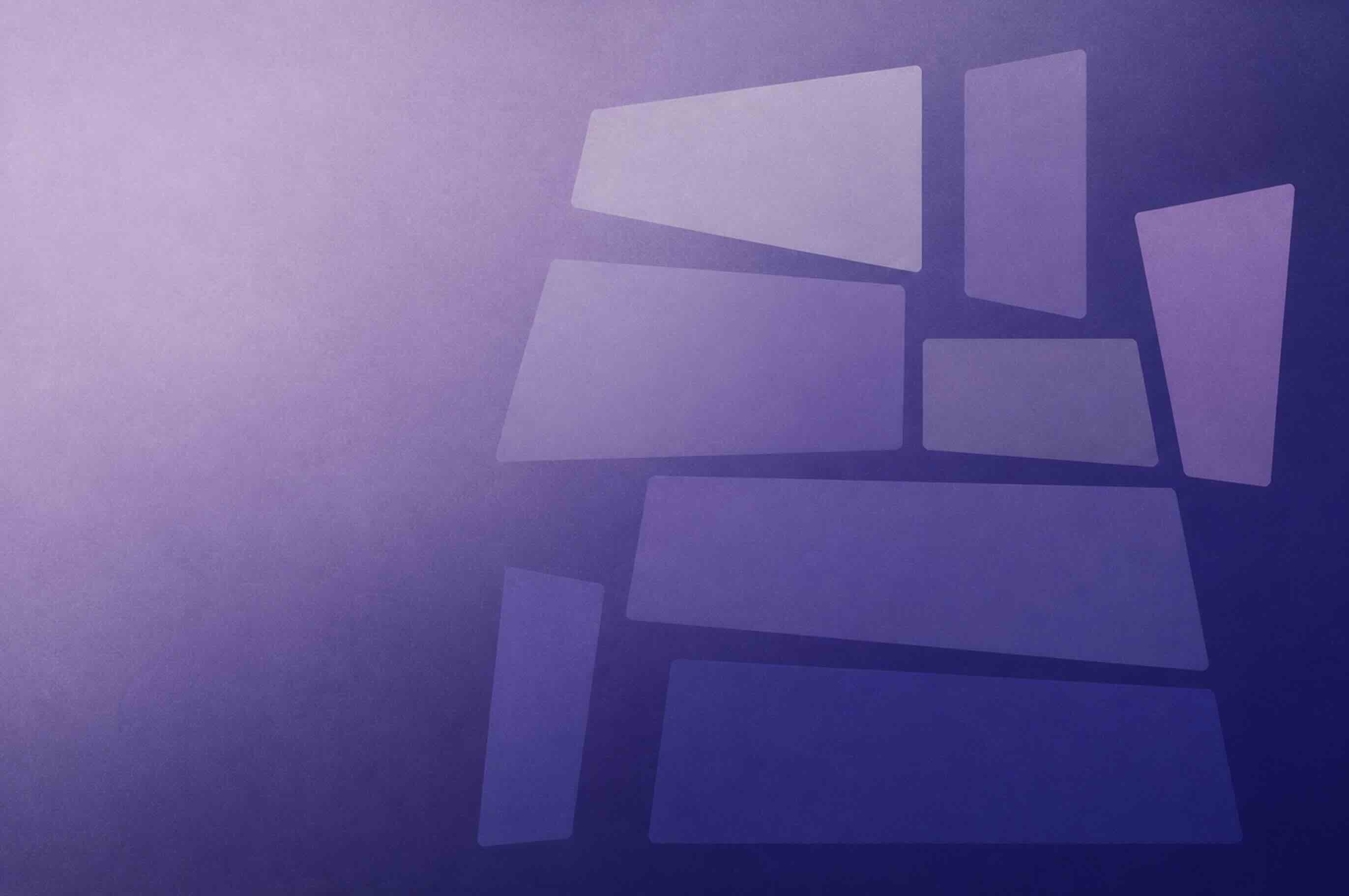 Abstract lavender geometric planes moving into alignment, representing organized HR exception management.