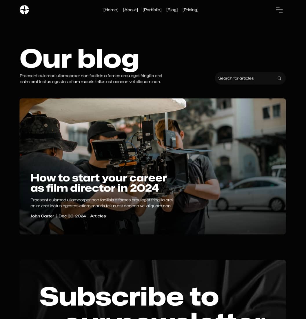 Production X - Blog V1 Page - Video Agency Webflow Template