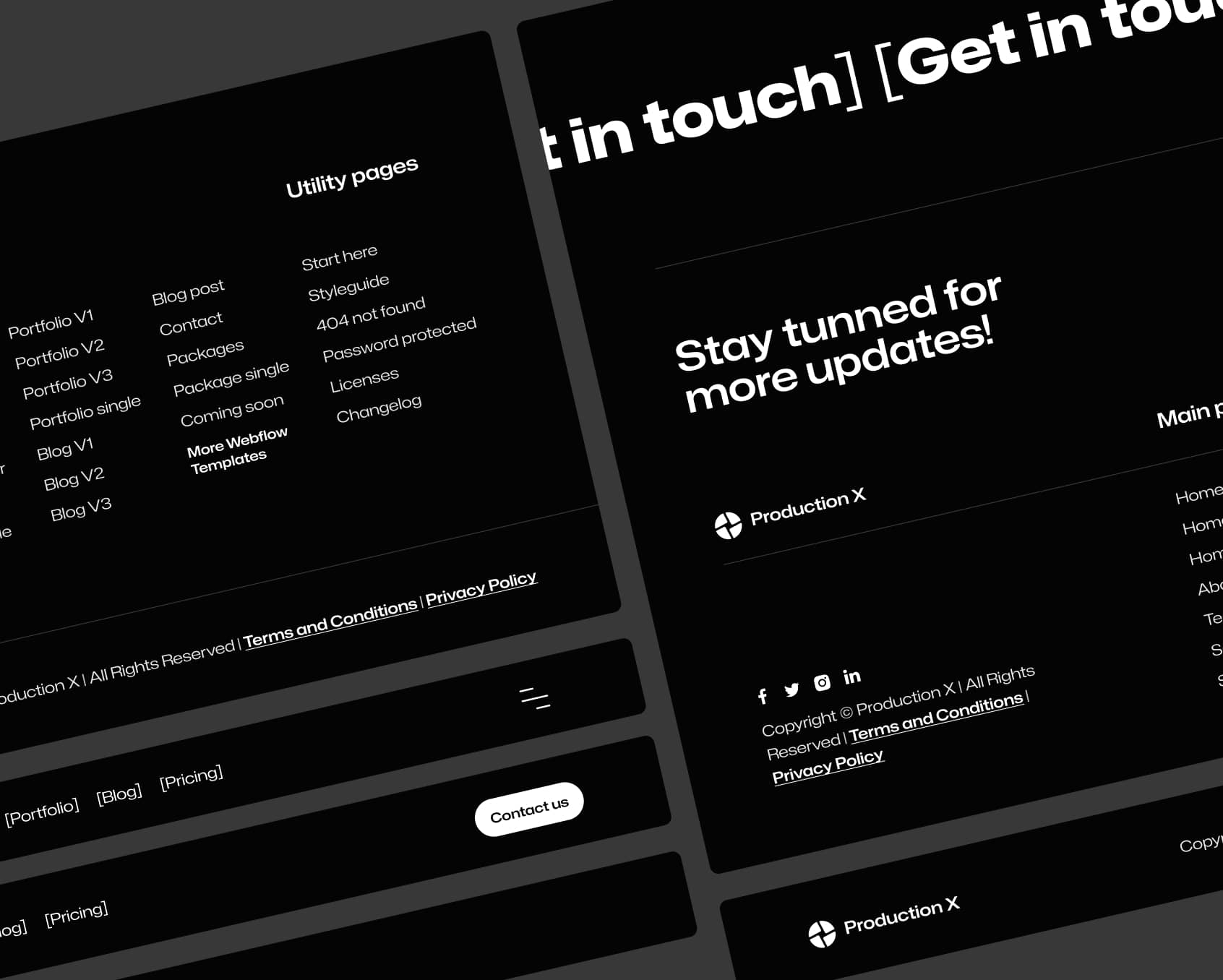 Production X - Headers And Footers - Video Agency Webflow Template