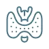 Icon of a stylized thyroid gland with an abstract human figure at the bottom center.