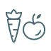 Icon of a carrot and an apple representing nutrition.