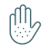 Outlined hand icon with black dots representing allergy evaluation.