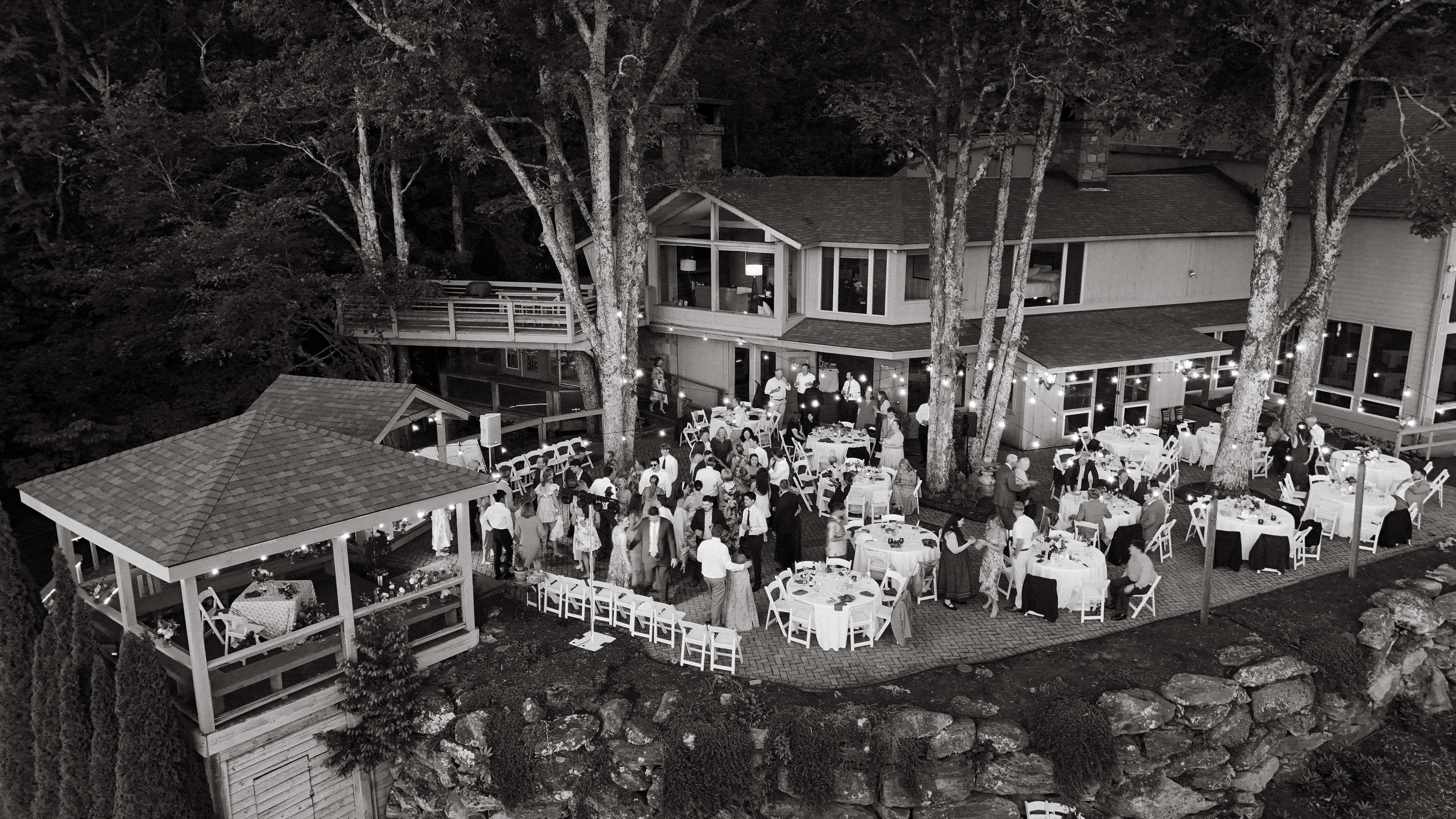 Outdoor wedding reception at Crestwood in Blowing Rock, NC