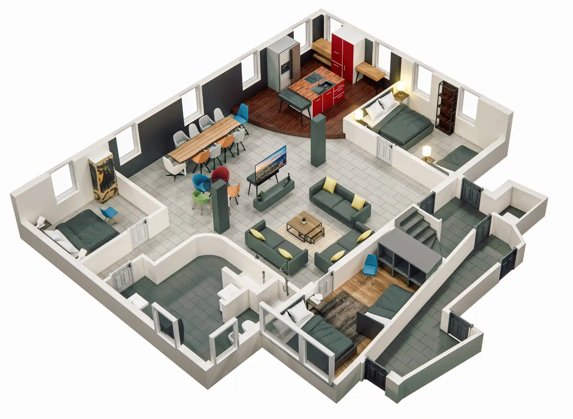 Grundriss des Erdgeschosses im Ferienhaus Die 16 Rosenfeld