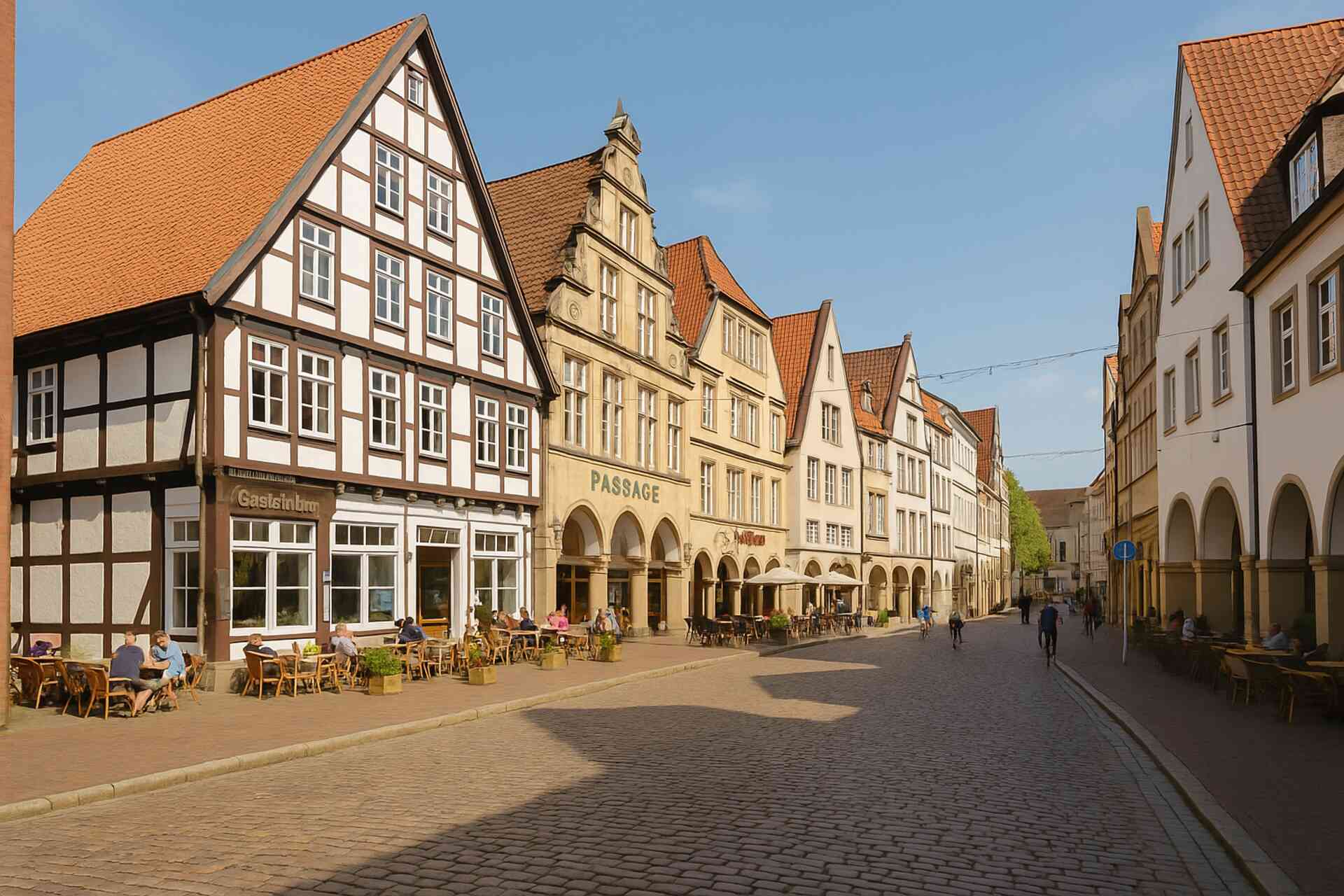 Panorama der Bielefelder Altstadt mit dem historischen Alten Markt und traditionellen Fassaden.