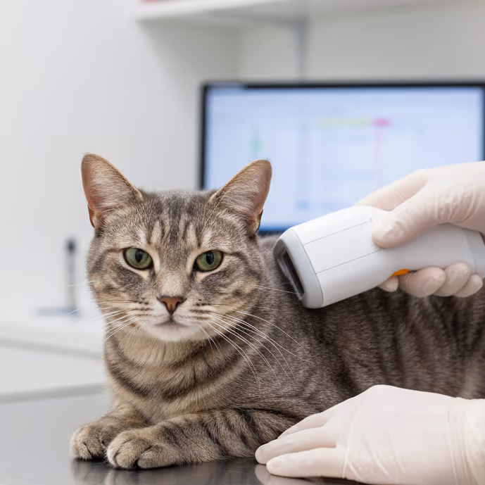A pet receiving a microchip check at Surrey Hills NSW
