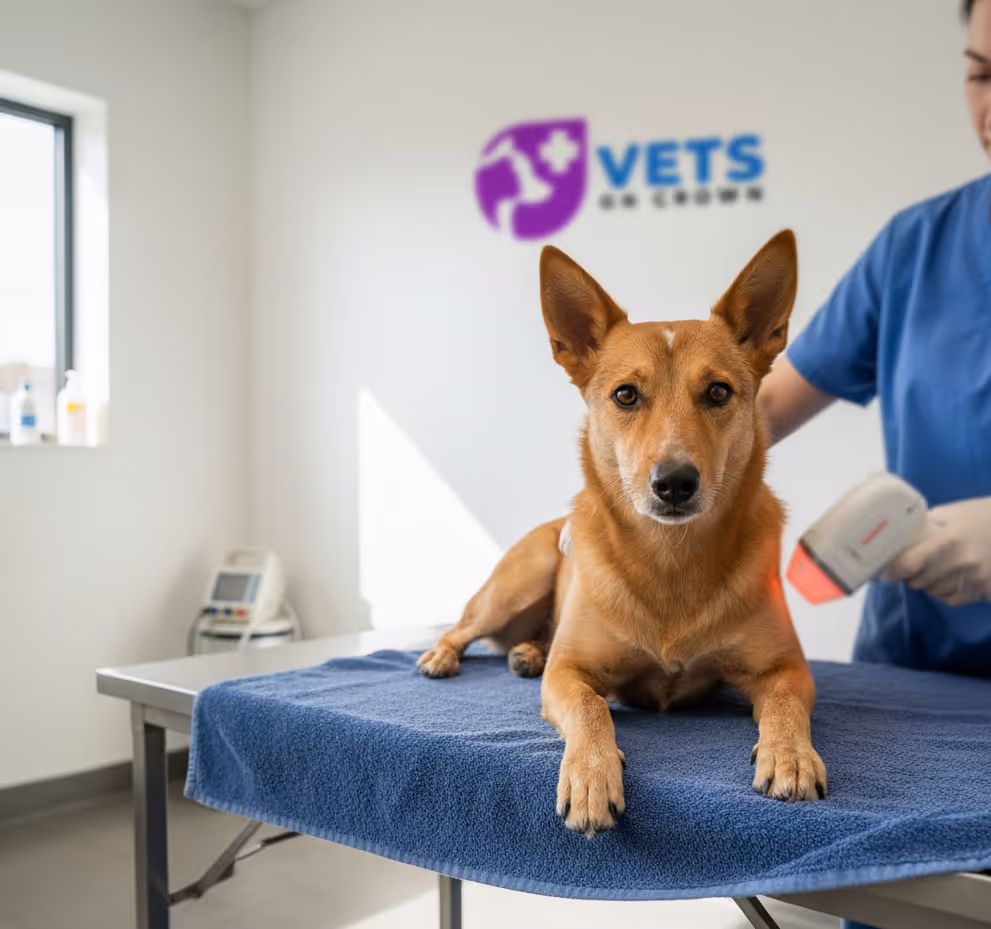 A pet receiving laser treatment at Surrey Hills NSW