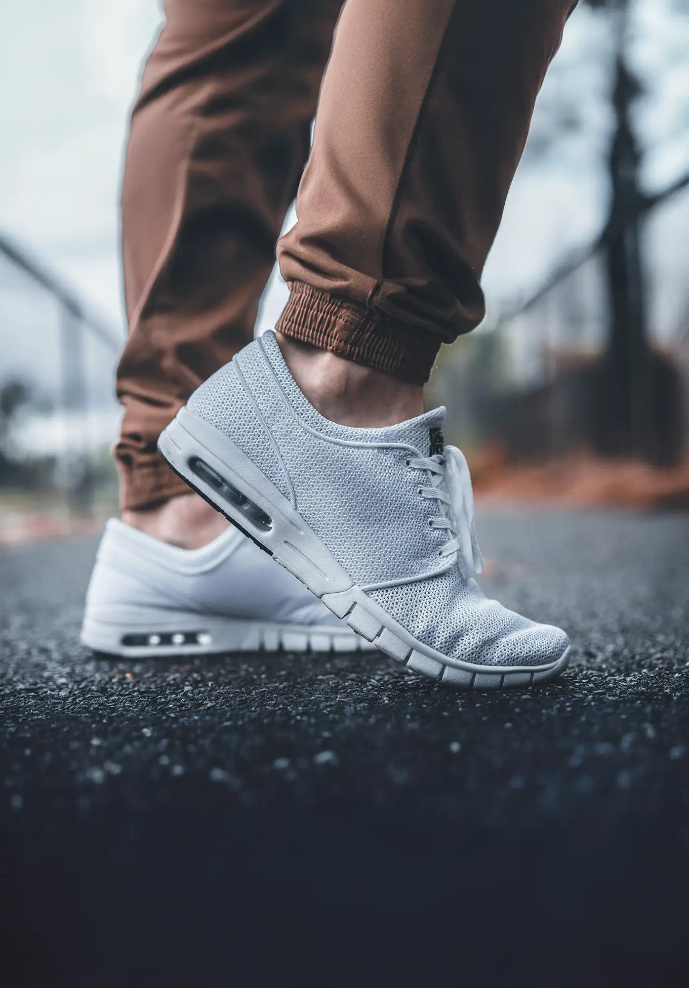 Urban white shoes.
