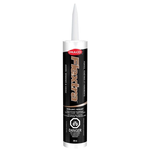 Tube of Mulco Flextra sealant adhesive for doors, windows, and siding containing 300 ml.