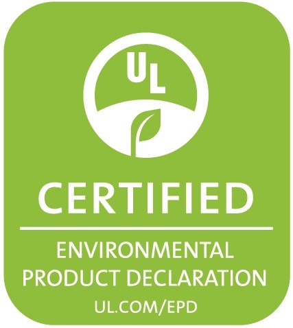 UL Certified Environmental Product Declaration logo with a leaf symbol on a green background.