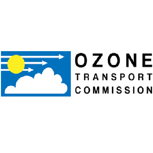 Ozone Transport Commission logo with a yellow sun, white cloud, and white arrows on a blue background.