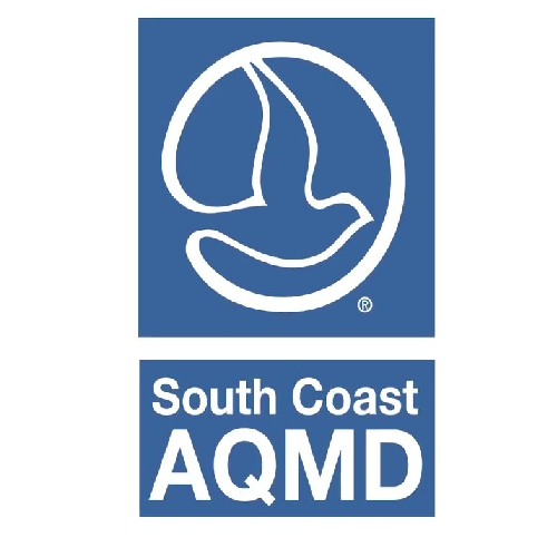 South Coast AQMD logo with a white dove inside a blue square above the text 'South Coast AQMD'.