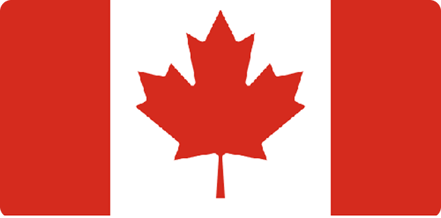 Canadian flag with a red maple leaf centered between two vertical red bars on a white background.