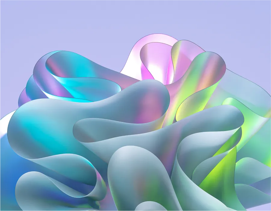 Abstract 3D colorful iridescent flower-like object.