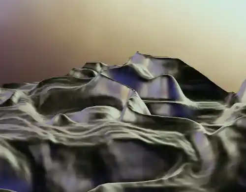 3D metallic surface with reflective waves.