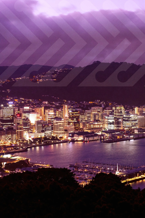 Wellington, NZ Waterfront tinted purple