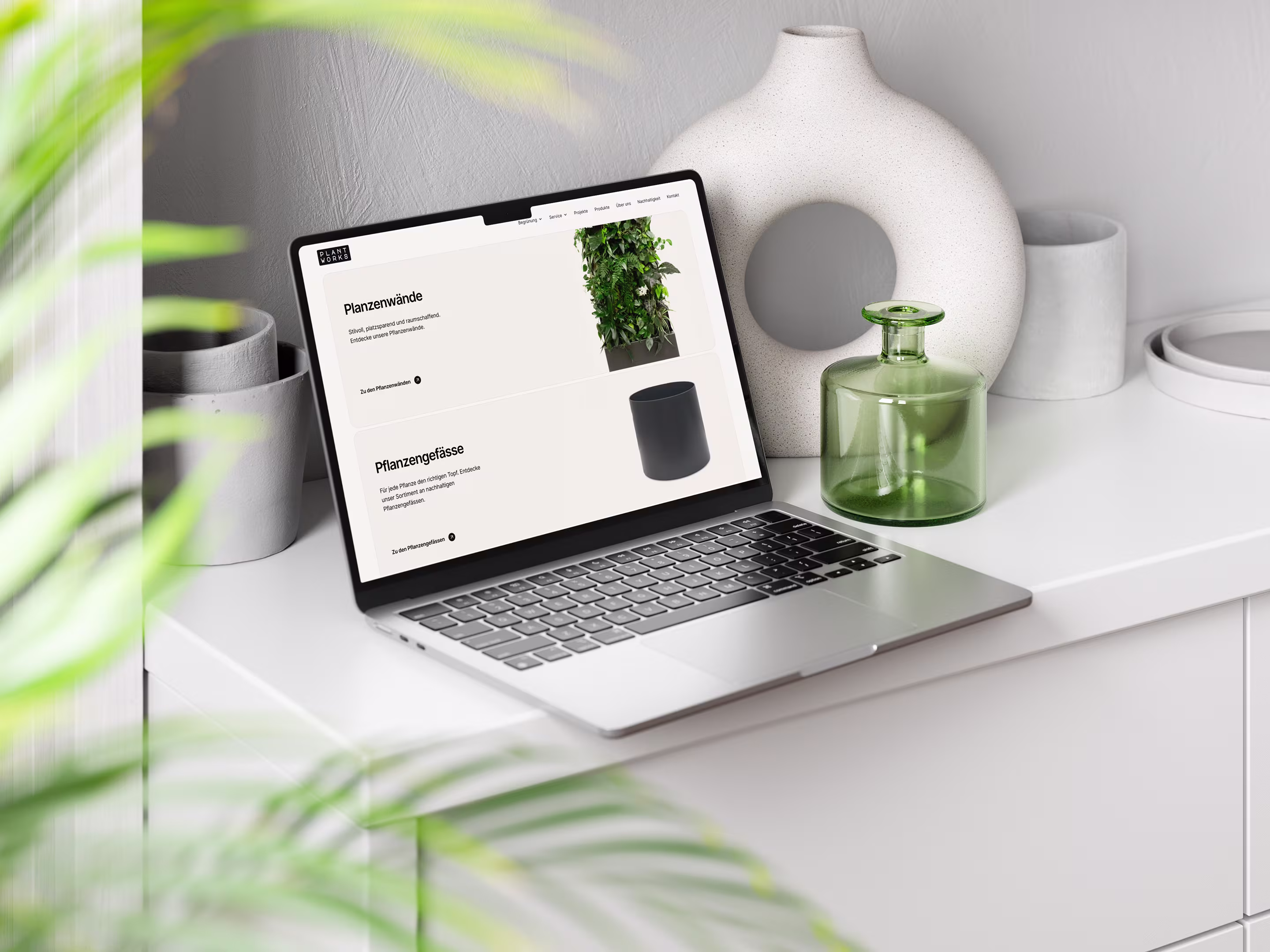 plantworks projekt referenz webseite mockup im laptop