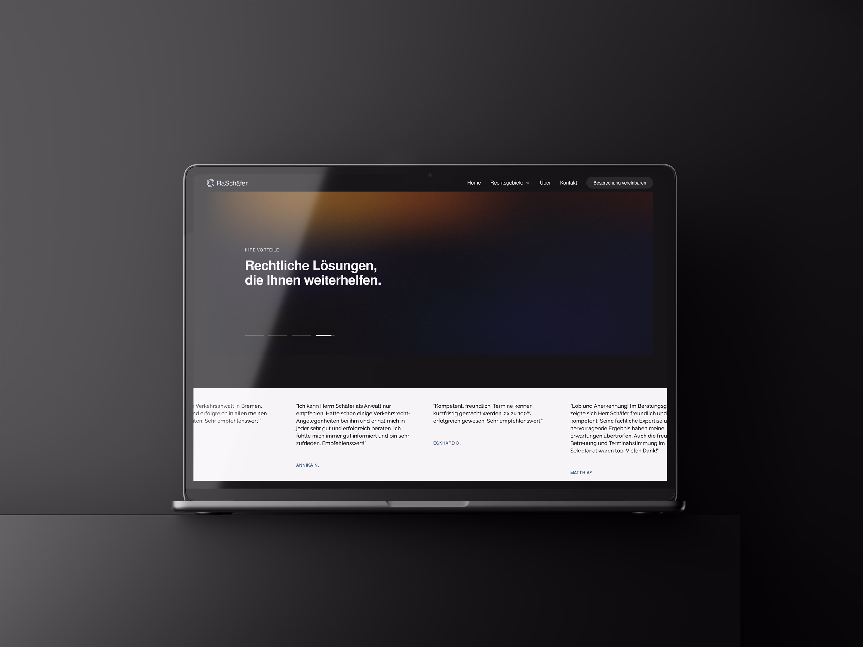 ra schaefer projekt referenz webseite mockup im laptop