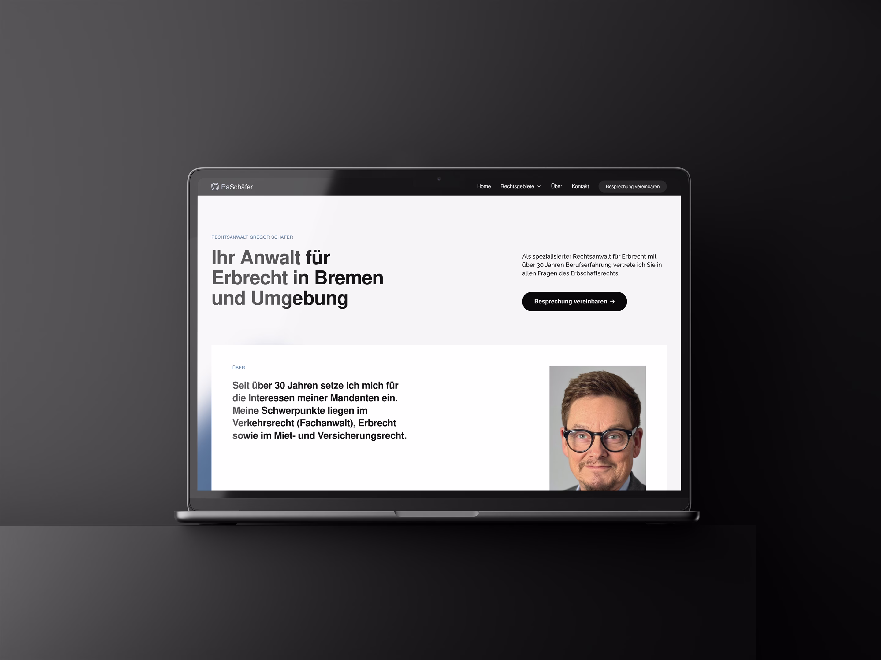 ra schaefer projekt referenz webseite mockup im laptop