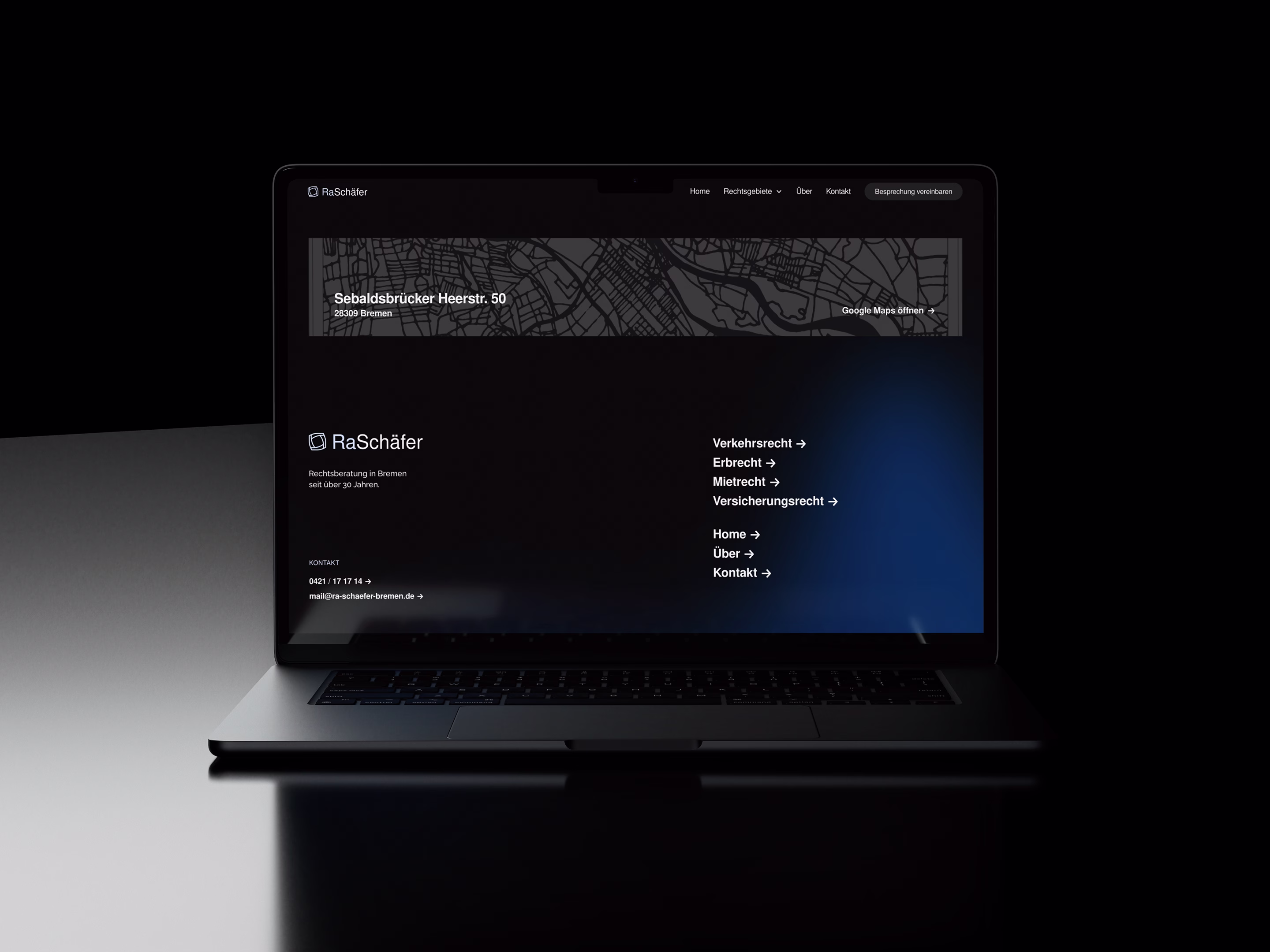 ra schaefer projekt referenz webseite mockup im laptop