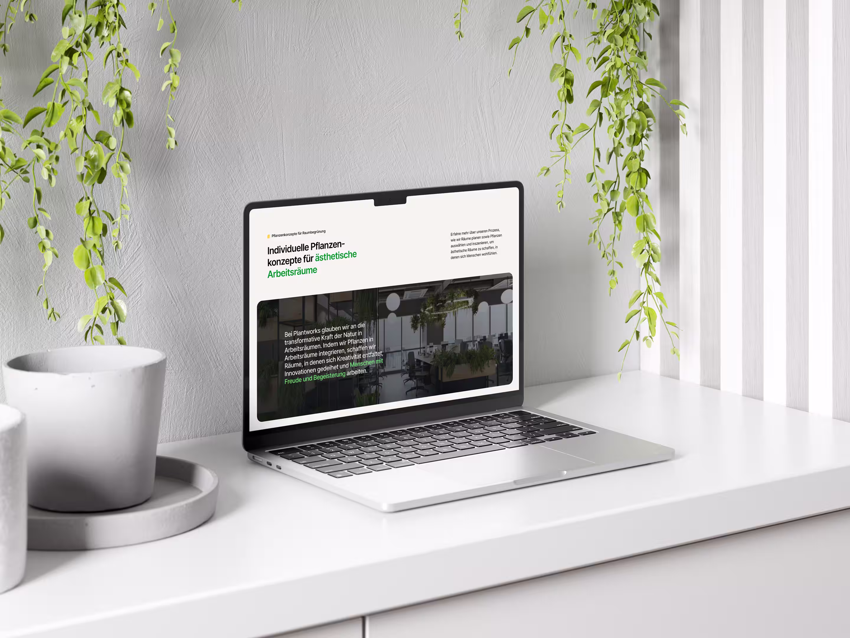 plantworks projekt referenz webseite mockup im laptop