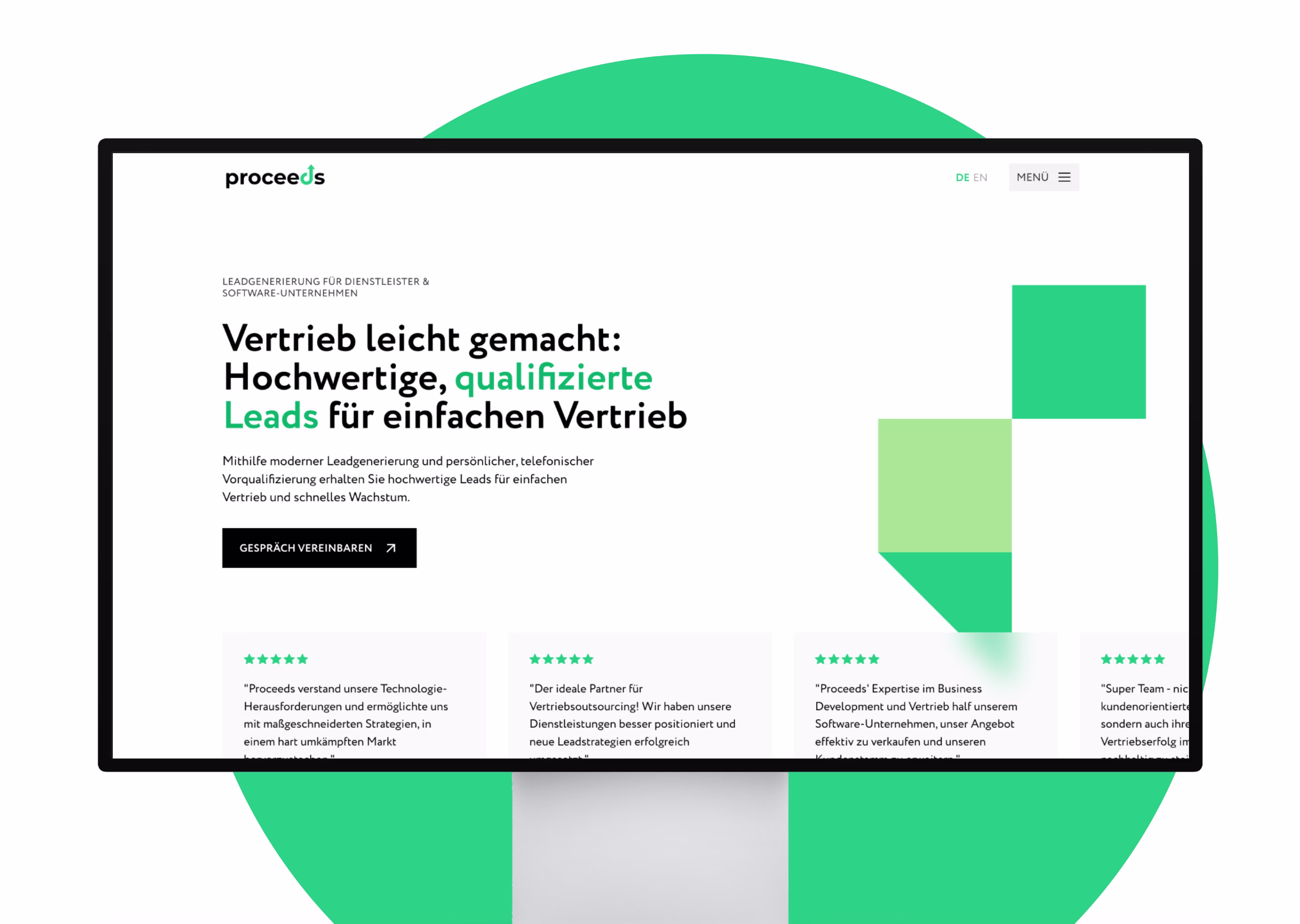 proceeds projekt referenz webseite mockup desktop