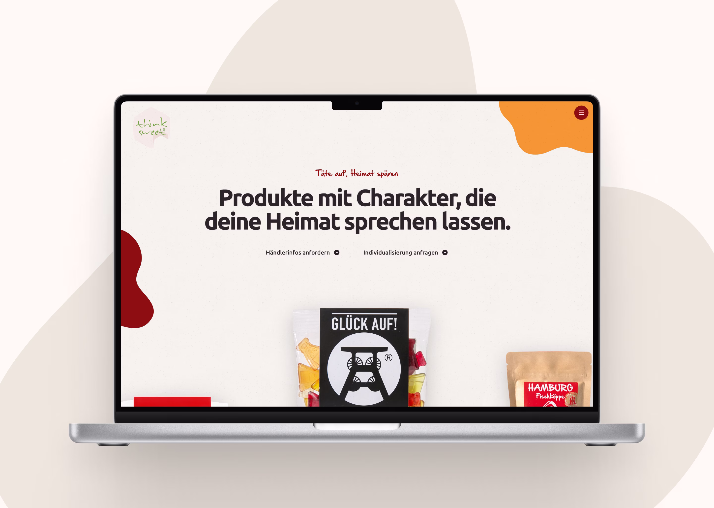 thinksweet projekt referenz webseite mockup im laptop