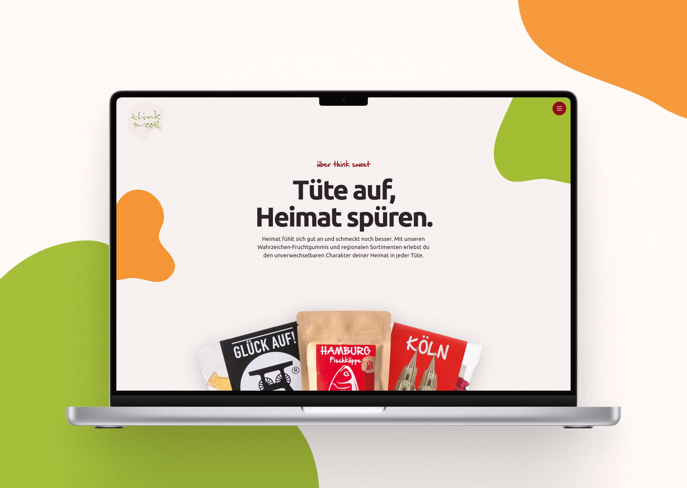 thinksweet projekt referenz webseite mockup im laptop