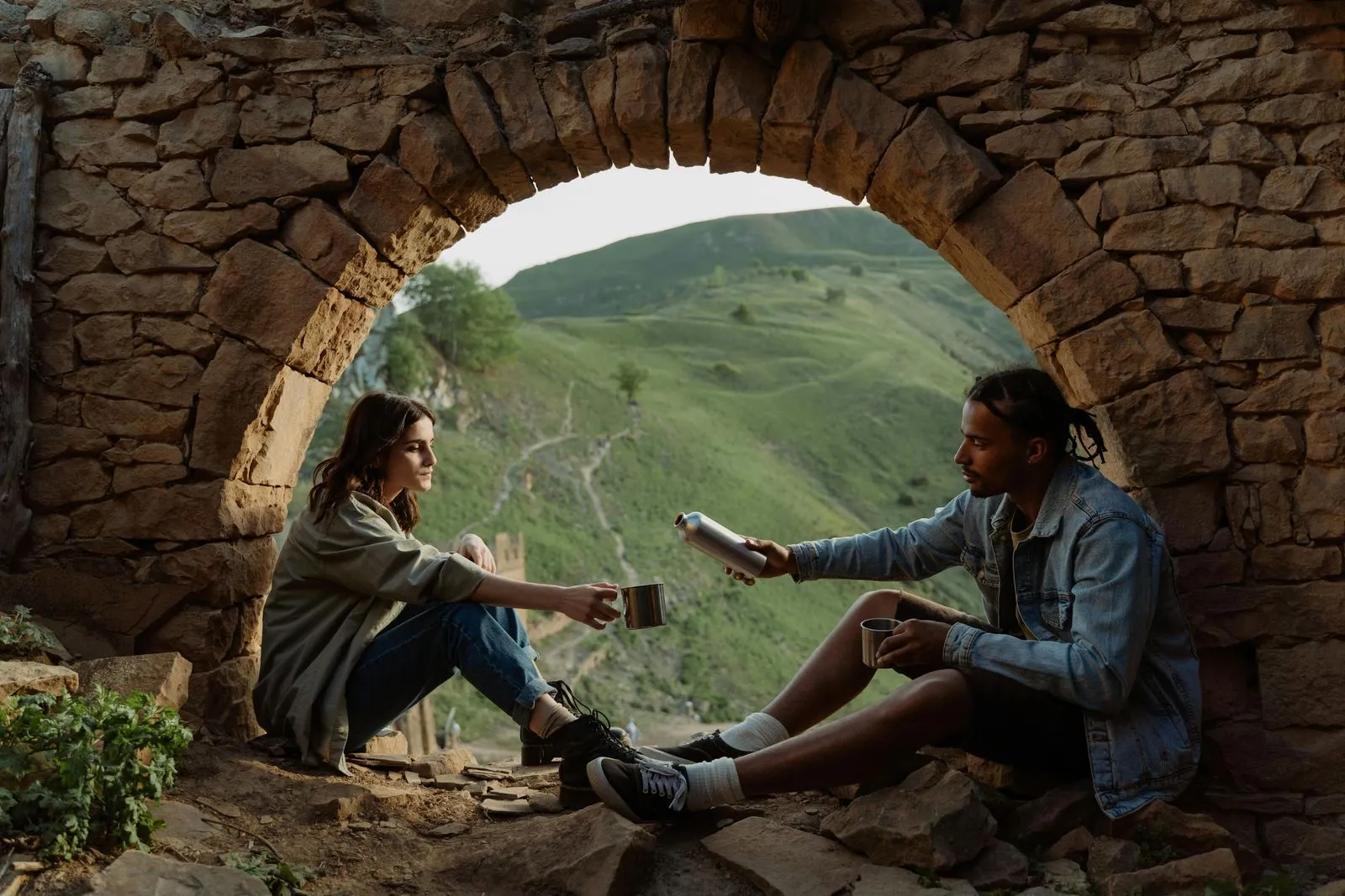 Man and Woman take a break