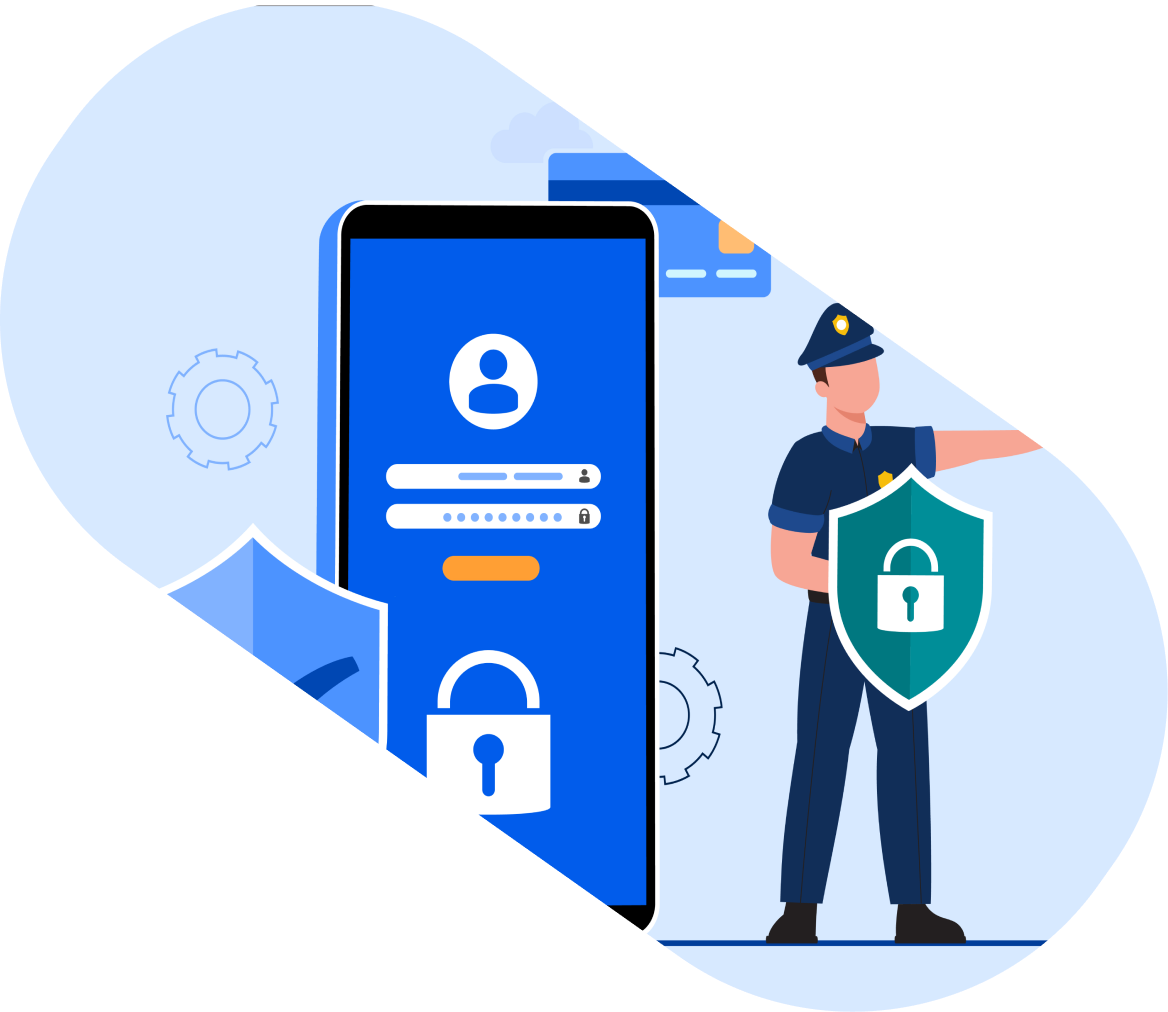 Illustration of an orange autonomous car with radar signals around it