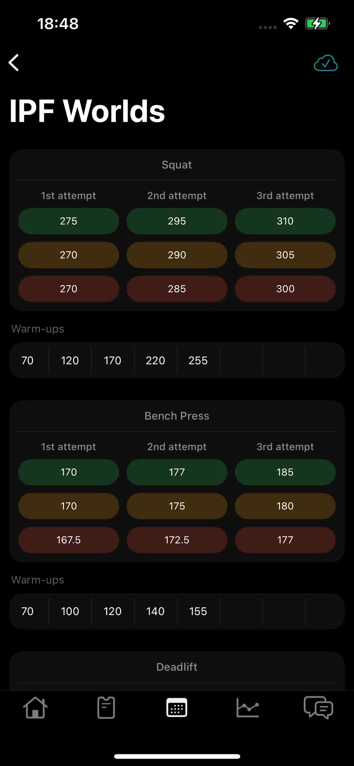 athlete app screenshot of a competition