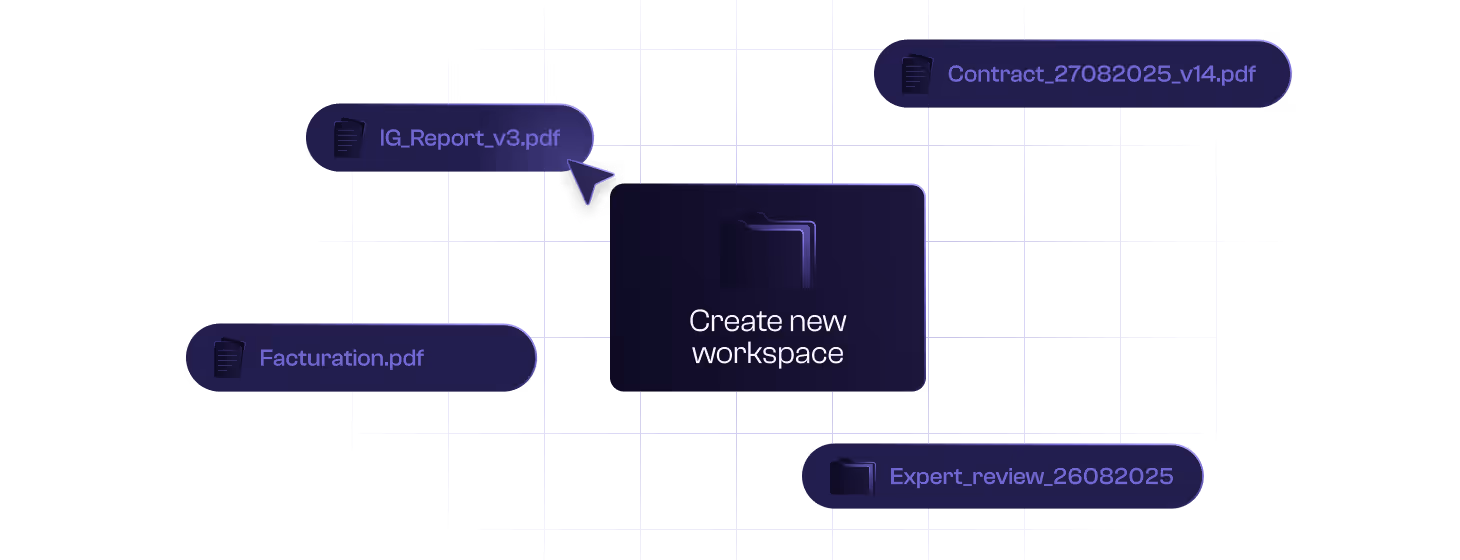 Interface de classification et d'association de documents dans des espaces de travail cohérents sur Dylogy