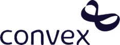 Convex company logo with stylized infinity symbol above the text.