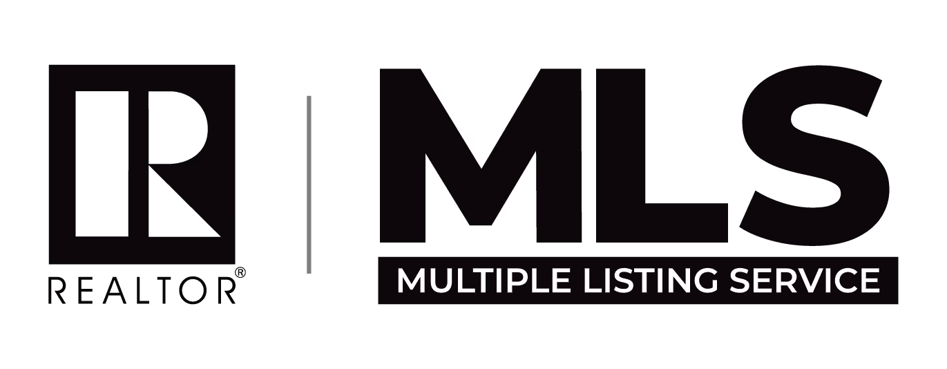 Realtor and MLS (Multiple Listing Service) black and white logo.