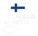 Suomen lippu ja teksti Suomalaisia palveluja, jossa on avaimen siluetti.