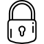 Yksinkertainen lukko, jossa on avaimenreiän kuvio keskellä.