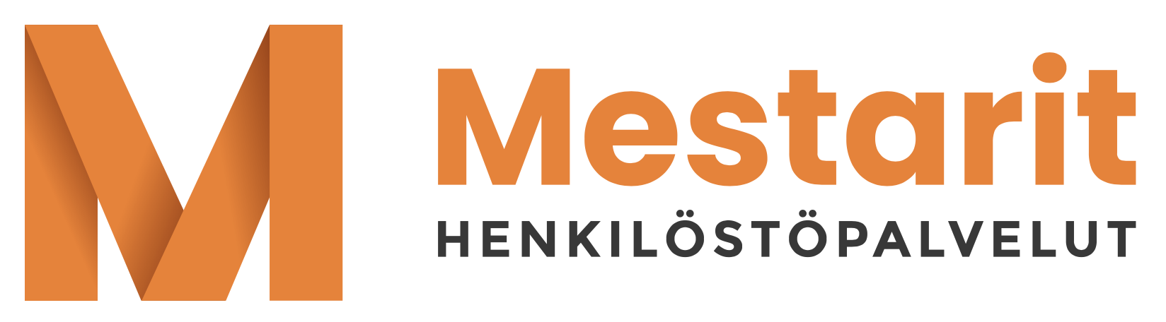 Mestarit henkilöstöpalvelut -yrityksen oranssi ja musta logo.